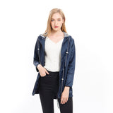 Quinn | Long Raincoat with Hood and Drawstring