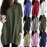 Elena | Women’s Longline Long Sleeve Sweater with Side Pockets