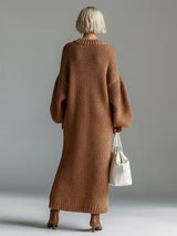 Cynthia | Women's Oversized Chunky Knit Maxi Dress with Balloon Sleeves