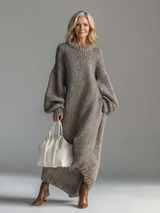 Cynthia | Women's Oversized Chunky Knit Maxi Dress with Balloon Sleeves