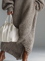 Cynthia | Women's Oversized Chunky Knit Maxi Dress with Balloon Sleeves