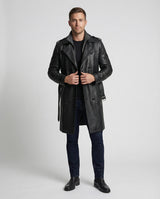 Gabriel | Double-Breasted Leather Trench Coat for Men