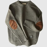 Caleb | Men's Crew Neck Knit Sweater with Elbow Patches