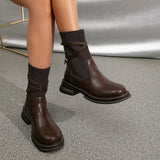 Olivia | Brown Ankle Boots with Wrap Straps and Block Heel