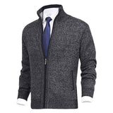 Christian | Men’s Zip-Up Knit Cardigan with Stand-Up Collar