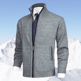 Christian | Men’s Zip-Up Knit Cardigan with Stand-Up Collar