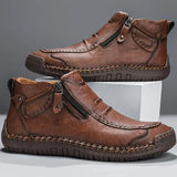 Sebastian | Leather Ankle Boots with Side Zipper for Men