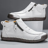 Sebastian | Leather Ankle Boots with Side Zipper for Men