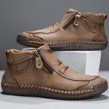 Sebastian | Leather Ankle Boots with Side Zipper for Men