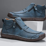 Sebastian | Leather Ankle Boots with Side Zipper for Men