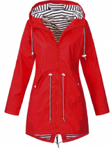 Quinn | Long Raincoat with Hood and Drawstring