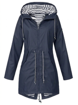 Quinn | Long Raincoat with Hood and Drawstring