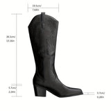 Vivienne | Women's Western Knee-High Boots with Wide Calf & Embroidery