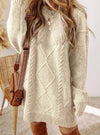 Elena | Cream Cable-Knit Sweater Dress for Women