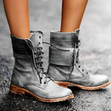 Genevieve | Women's Vintage Lace-Up Ankle Boots with Low Heel