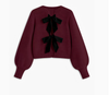 Velvet-Bow Lantern Sleeve Sweater