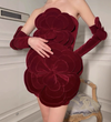 Robe courte à fleurs rouges Azura