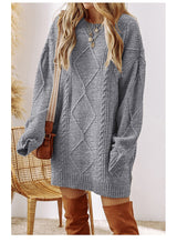 Elena | Cream Cable-Knit Sweater Dress for Women
