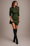 Elena | Forest Green Ribbed Knit Mini Dress