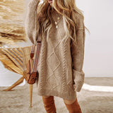 Elena | Cream Cable-Knit Sweater Dress for Women