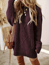Elena | Cream Cable-Knit Sweater Dress for Women