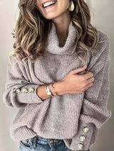 Zoe | Oversized Roll-Neck Sweater with Button Cuffs