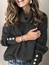 Zoe | Oversized Roll-Neck Sweater with Button Cuffs