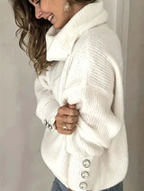 Zoe | Oversized Roll-Neck Sweater with Button Cuffs