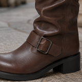 Isabella | Slouchy Biker Boots with Buckle Detail