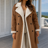 Soledad | Contrast-Trim Double-Breasted Teddy Coat