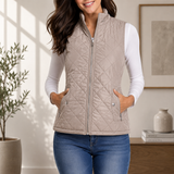 Fiona | Lightweight Quilted Vest with Stand-Up Collar