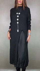 Alexandra | Women's Long Knit Dress with Slip