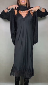 Alexandra | Women's Long Knit Dress with Slip