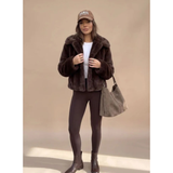Ella | Elegant Brown Faux Fur Jacket with Collar