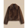 Ella | Elegant Brown Faux Fur Jacket with Collar