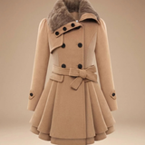 Karoline | Elegant Winter Jacket with Faux Fur Collar & Belt
