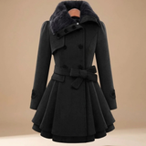 Karoline | Elegant Winter Jacket with Faux Fur Collar & Belt