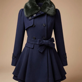 Karoline | Elegant Winter Jacket with Faux Fur Collar & Belt