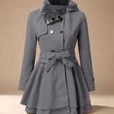 Karoline | Elegant Winter Jacket with Faux Fur Collar & Belt