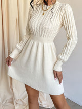 Alyssa | Women's Cable-Knit Long Sleeve Mini Dress