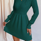 Alyssa | Women's Cable-Knit Long Sleeve Mini Dress