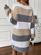 Ashley | Women's Color Block Striped Knit Mini Dress