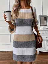 Ashley | Women's Color Block Striped Knit Mini Dress