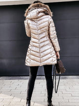 Camille | Women's Quilted Winter Coat with Fur-Trim Hood