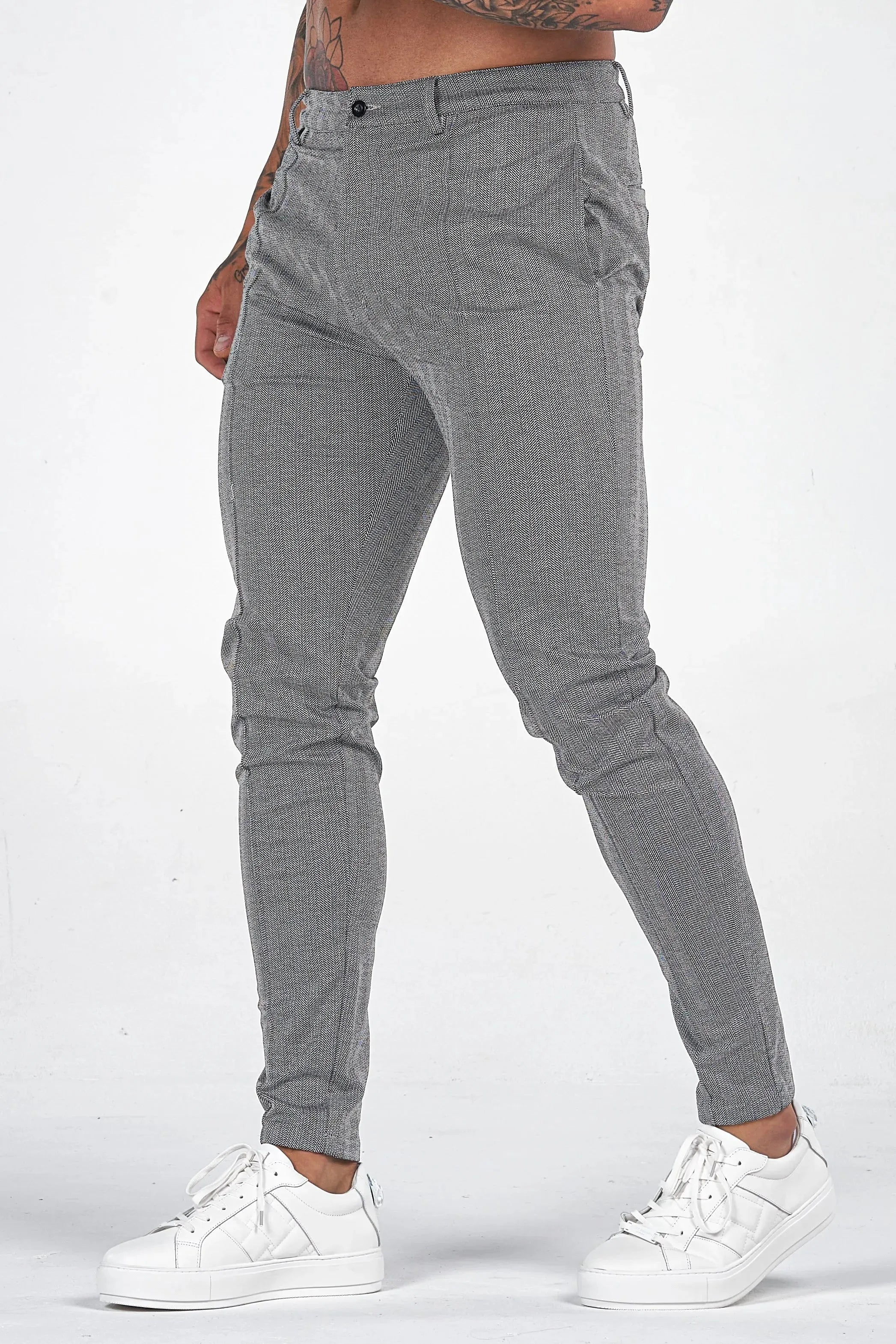 THE CHEVRON TROUSERS - GREY - Maison Sydney
