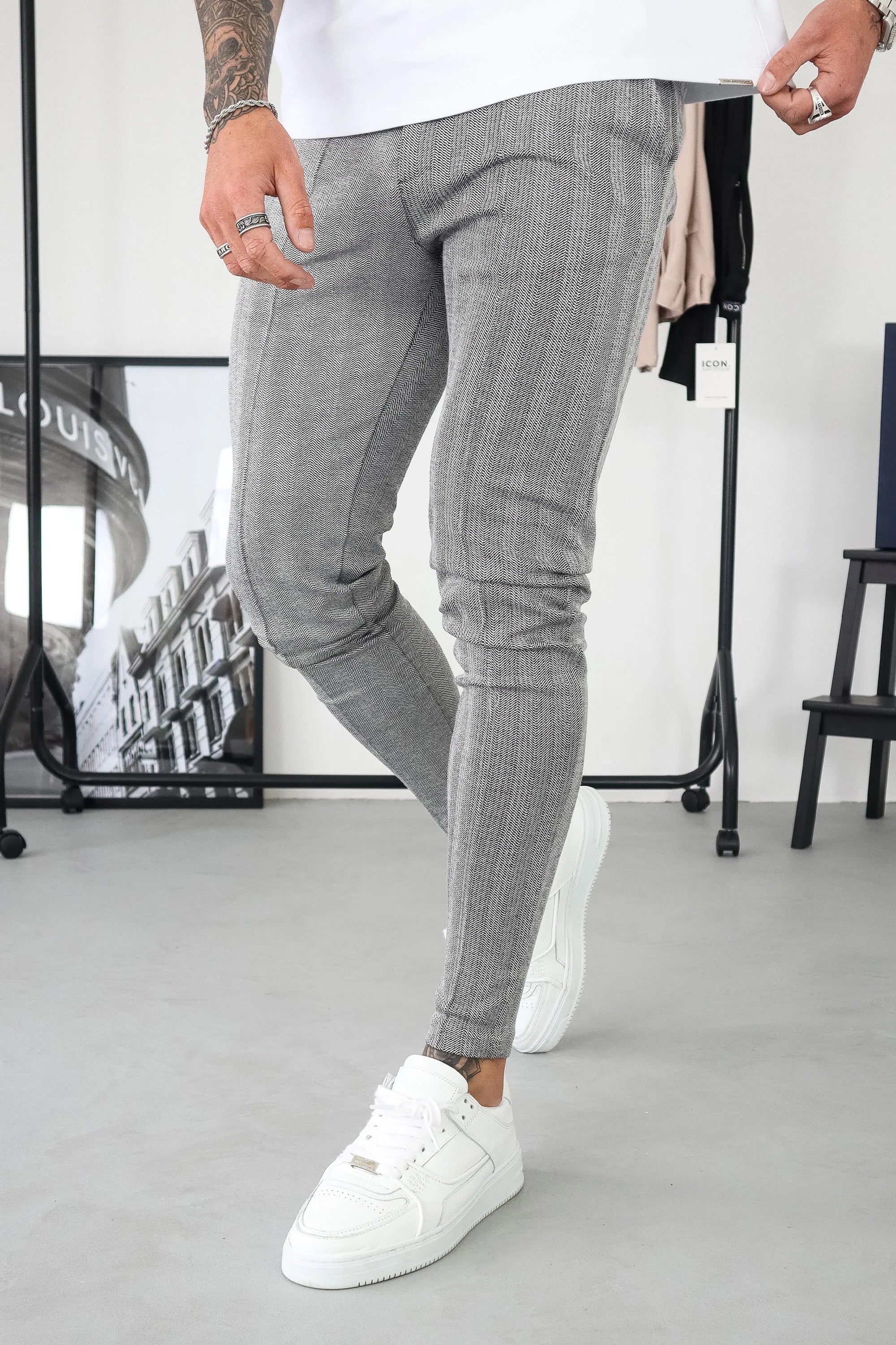 THE CHEVRON TROUSERS - GREY - Maison Sydney