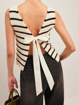 Bow Back Detail Striped Sweater Vest - Maison Sydney