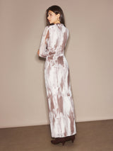 Tye Dye Printed Mesh Dress Without Belt - Maison Sydney