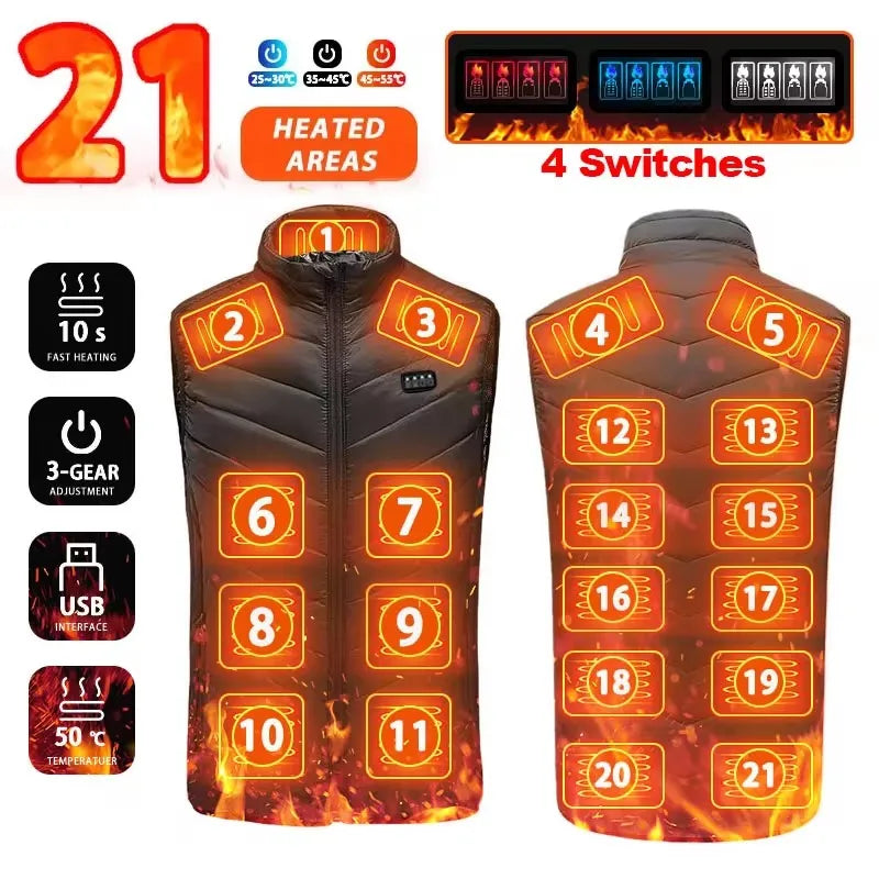 DuraHeat | 21-Zone Outdoor Heated Vest – Tough Graphene Tech - Threadford