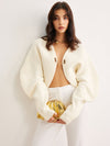 Leg-Of-Mutton Sleeve Metal Cardigan - Maison Sydney